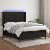  Krevet box spring s madracem LED crni 140x200 cm od tkanine Cijene