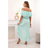 Kesi Włoski Women's off-the-shoulder dress with a longer back mint | Shoptok.si