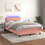  Krevet box spring s madracem LED ružičasti 120x200cm baršunasti Cijene