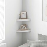  Kutne zidne police 2 kom boja hrasta i bijele 25x25x3,8 cm MDF | shoptok.hr
