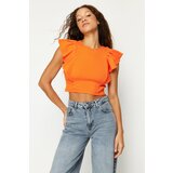 Trendyol Orange Ribbed Sleeves Flexible Crop Knitted Knitted Blouse Cene