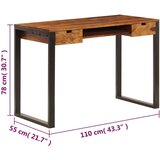 In Radni stol od masivnog drva šišama i čelika 110 x 55 x 78 cm | shoptok.hr