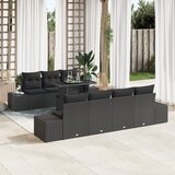 vidaXL 8-delni set vrtnih kavčev z blazinami črn poly ratan | Shoptok.si
