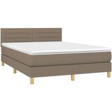  Box spring postelja z vzmetnico taupe 140x200 cm blago | Shoptok.si