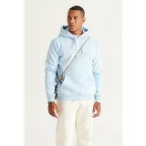 AC&Co / Altınyıldız Classics Men's Turquoise Standard Fit Regular Fit Inner Fleece 3 Thread Hooded Cotton Sweatshirt Cene