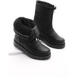 Marjin Women's Snow Boots with Thick Serbs and Shearling Loins, Zipper in the Front with Elasticity Deviza, Black | Shoptok.si