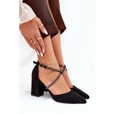 Boto Pumps With Pointed Toes And Decorated Straps On A Heel Black Verithas | Shoptok.si