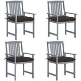 Maison Chic Vrtni stoli - Stol za vrt z blazinami 4 kosi sivi trden akacijev les JS2272, (21877092) | Shoptok.si
