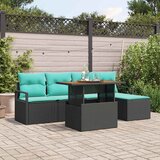  Vrtni set za objed s jastukom 6 pcs Crna i Plavozelena | shoptok.hr