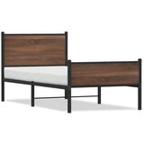 Maison Chic Kovinski Posteljni okvir - Enojna postelja - Postelja za odrasle brez vzmetnice rjavi hrast 90x190 cm, (21697265) | Shoptok.si