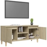 TV ormarić s nogama od masivnog drva boja hrasta 103,5x35x50 cm | Eponuda.com