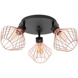 Toolight trostruka metalna stropna svjetiljka loft crna ruža APP536-3C | shoptok.hr