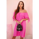 Kesi Włoski Women's viscose dress with tied sleeves pink Cijene