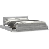 vidaXL Okvir za krevet s uzglavljem siva boja hrasta 180x200 cm drveni | shoptok.hr