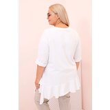 Kesi Włoski Women's Plus Size blouse with cotton, featuring a pocket and rolled sleeves kiwi | Shoptok.si