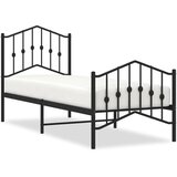 The Living Store Kovinski posteljni okvir z vzglavjem in vznožjem črn 75x190 cm - Posteljni Okvir, (21501201) | Shoptok.si