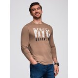 Ombre Men's urban print longsleeve - light brown Cene
