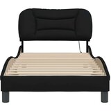  Okvir kreveta s LED svjetlima crni 90 x 200 cm od tkanine | shoptok.hr