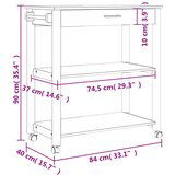 vidaXL Kuhinjski voziček MONZA 84x40x90 cm trdna borovina | Shoptok.si