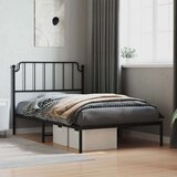 Metalni Kovinski posteljni okvir z vzglavjem črn 107x203 cm Cene