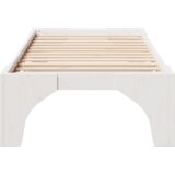 vidaXL Posteljni okvir s shranjevanjem Bela 75 x 190 cm Trdna borovina | Shoptok.si