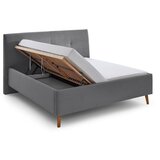 Meise Möbel Siva oblazinjena zakonska postelja s prostorom za shranjevanje z letvenim dnom 180x200 cm Madea – | Shoptok.si