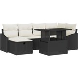 vidaXL 7-delna vrtna sedežna garnitura z blazinami Črna poli ratan, (22091348) | Shoptok.si