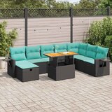  9-dijelni set vrtnih sofa s jastucima crni od poliratana bagrem | shoptok.hr