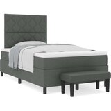 vidaXL Postelja s škatličnim vzmetenjem z ležiščem in klopjo temno siva 120x190 cm tkanina | Shoptok.si