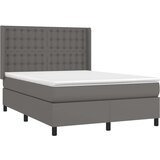 vidaXL Box spring postelja z vzmetnico siv 140x200 cm umetno | Shoptok.si