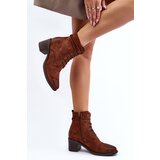 Boto Women's Low Heel Lace-Up Ankle Boots Brown Serellia | ePonuda.com