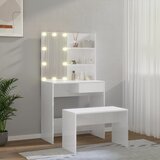  Set toaletnog stolića LED sjajni bijeli od konstruiranog drva | Eponuda.com