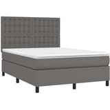  box spring s madracem LED sivi 140x190cm od umjetne kože | shoptok.hr