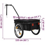 vidaXL Prikolica za bicikl / ručna kolica 155x60x83 cm čelična crna | shoptok.hr