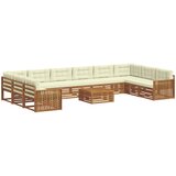  Setovi sofa 11 kom. Prirodna i krem Čvrsto drvo akacije | shoptok.hr