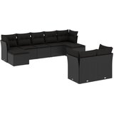  9-dijelni set vrtnih sofa s jastucima crni od poliratana Crna 55 x 55 x 37 cm | Shoptok.si