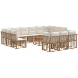  Set vanjskih sofa 14 pcs Prirodna i krema bijela Poliester | Eponuda.com