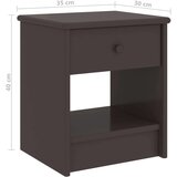 vidaXL noćni ormarić tamnosmeđi 35 x 30 x 40 cm od masivne borovine | shoptok.hr