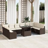vidaXL 11-delni vrtni kavč set z blazinami rjavega poly ratana | Shoptok.si