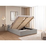 Ropez Svijetlo sivi tapecirani bračni krevet s prostorom za odlaganje s podnicom 200x200 cm Cille – | shoptok.hr