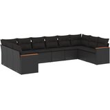  10-dijelni set vrtnih sofa s jastucima crni od poliratana | shoptok.hr