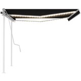 vidaXL Tenda na ručno uvlačenje s LED svjetlima 4 x 3 m antracit | shoptok.hr