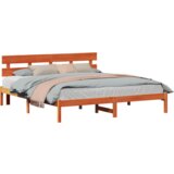  Krevetna konstrukcija s uzglavljem vosak smeđa 200x200 cm od punog borovog drveta | shoptok.hr
