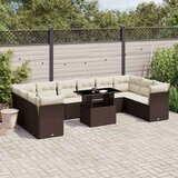 vidaXL 11-dijelni set vrtnih sofa od poliratana s jastucima smeđi | shoptok.hr