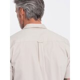 Ombre Men's short sleeve shirt with Cuban collar - cream | Shoptok.si