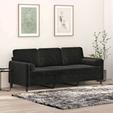 vidaXL Kavč trosed z okrasnimi blazinami črn 180 cm žamet | Shoptok.si