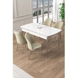 Hanah home trpezarijski set Pale, sto na razvlačenje i 4 stolice, bela ploča, hromirane noge, krem tkanina Babyface | Eponuda.com