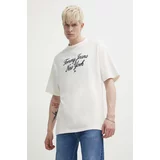 Tommy Jeans Bombažna kratka majica moška, bež barva, DM0DM18579