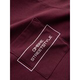 Ombre Men's Streetstyle cotton t-shirt with pocket print - maroon | Shoptok.si