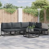 vidaXL Sjedeća garnitura za vrt 5 pcs Crna 281.5 x 141.5 x 71 cm | shoptok.hr
